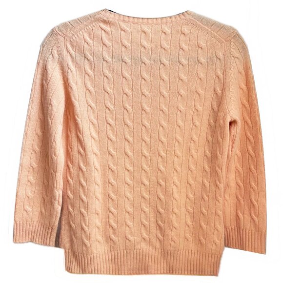 Vineyard Vines 100% Pale Coral Cashmere Cable Knit Sweater Womens M Crewneck EUC - Picture 2 of 6